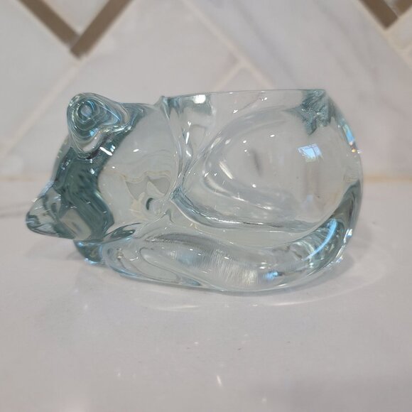 Indiana Glass Sleeping Cat kitten translucent Votive Candle Holder cute - Picture 8 of 8